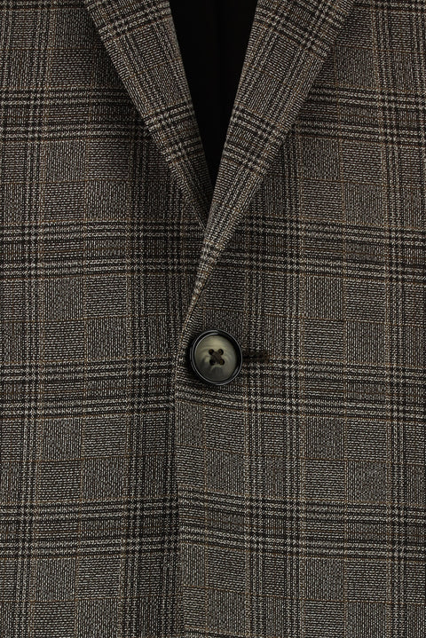 Medium Brown 4 Drop Relaxed Fit Plaid Suit