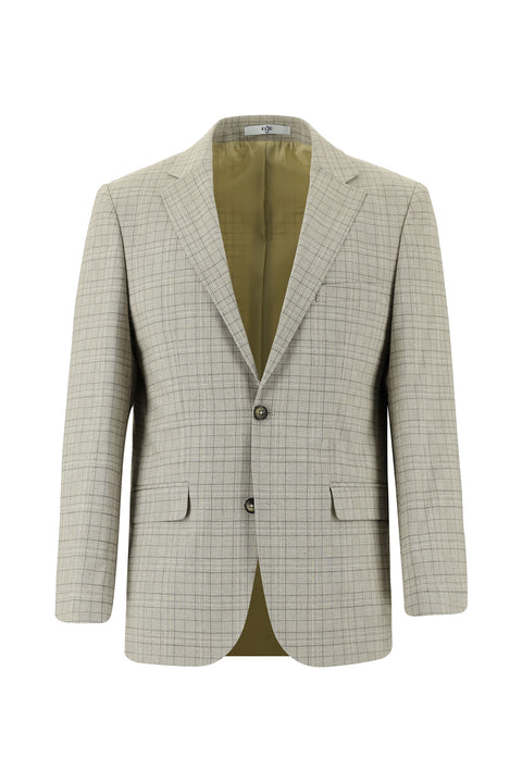 Light Beige 4-Drop Relaxed Fit Plaid Suit