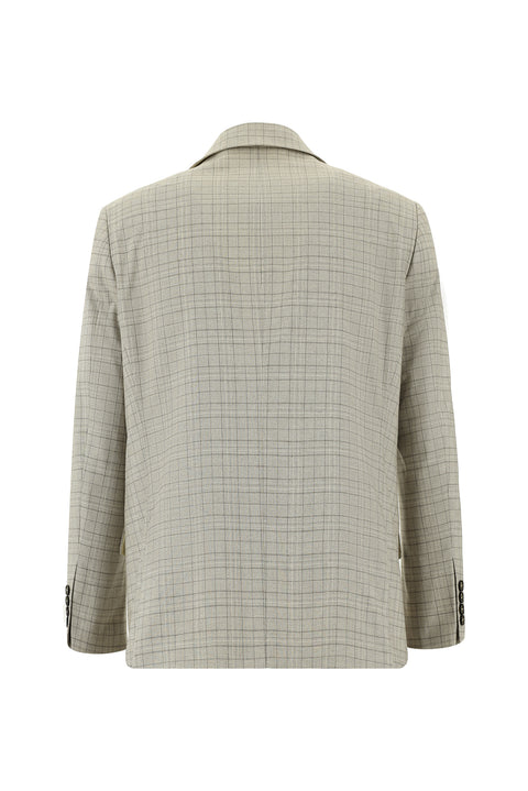 Light Beige 4-Drop Relaxed Fit Plaid Suit
