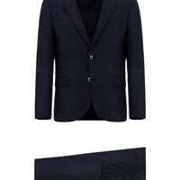 Dark Navy 7 Drop Slim Fit Plaid Suit