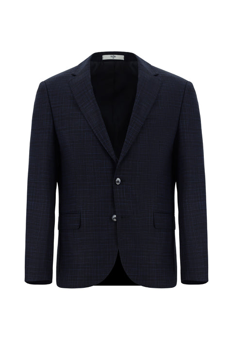 Dark Navy 7 Drop Slim Fit Plaid Suit