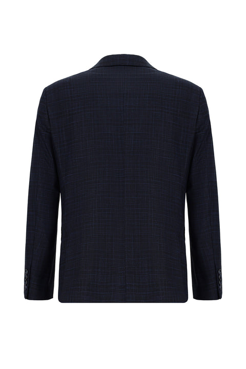 Dark Navy 7 Drop Slim Fit Plaid Suit