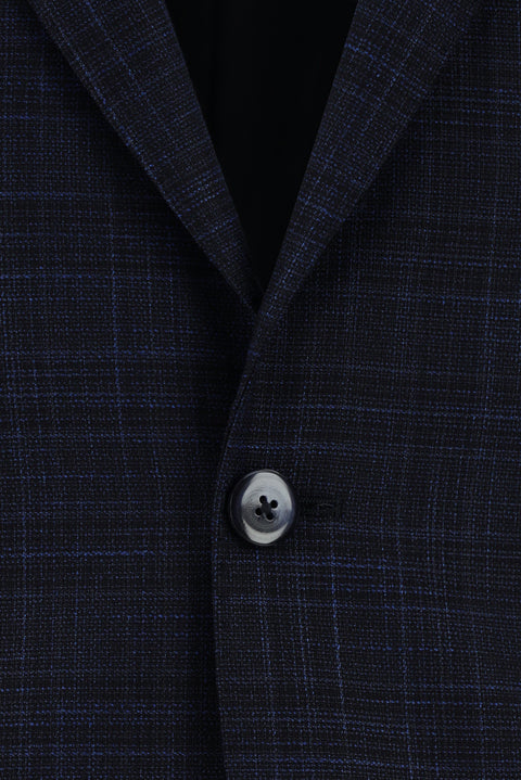 Dark Navy 7 Drop Slim Fit Plaid Suit