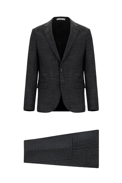 Dark Anthracite 7 Drop Slim Fit Plaid Suit