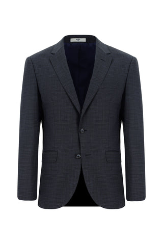  Koyu Lacivert 6 Drop Regular Fit Standart Kesim Ekose Takım Elbise