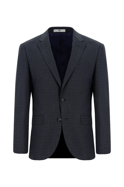 Dark Navy 6 Drop Regular Fit Standard Cut Plaid Suit