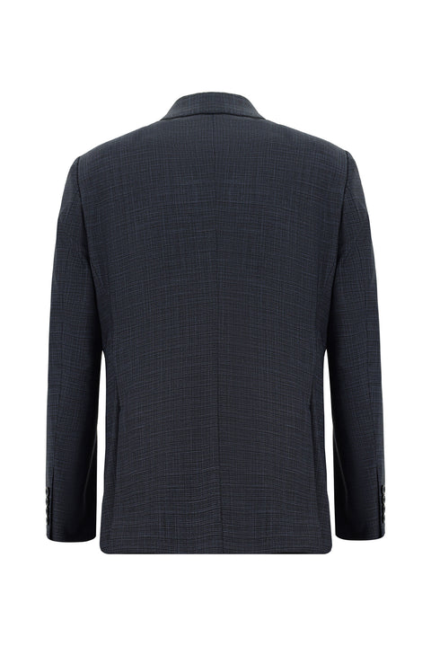 Dark Navy 6 Drop Regular Fit Standard Cut Plaid Suit