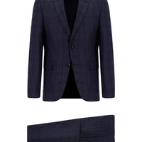 Dark Navy 7 Drop Slim Fit Plaid Suit