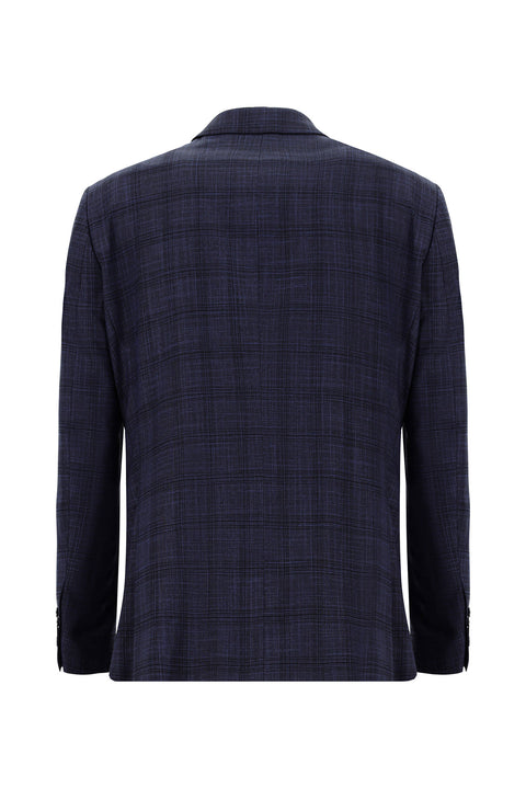 Dark Navy 7 Drop Slim Fit Plaid Suit