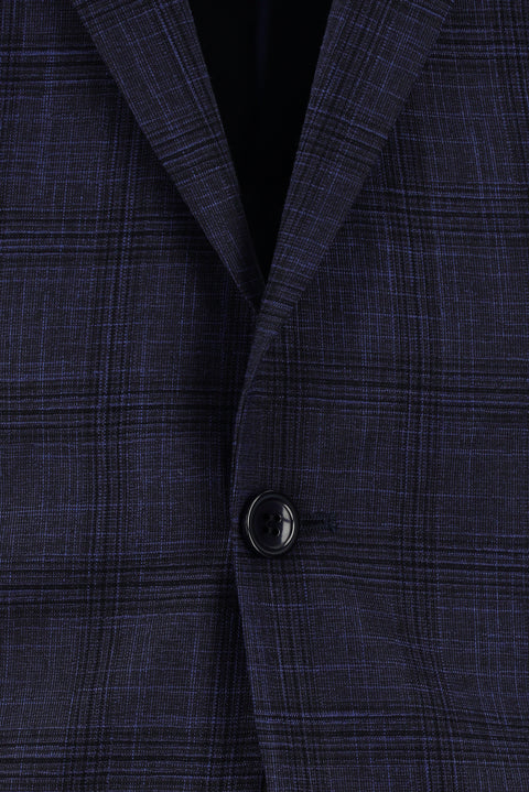 Dark Navy 7 Drop Slim Fit Plaid Suit
