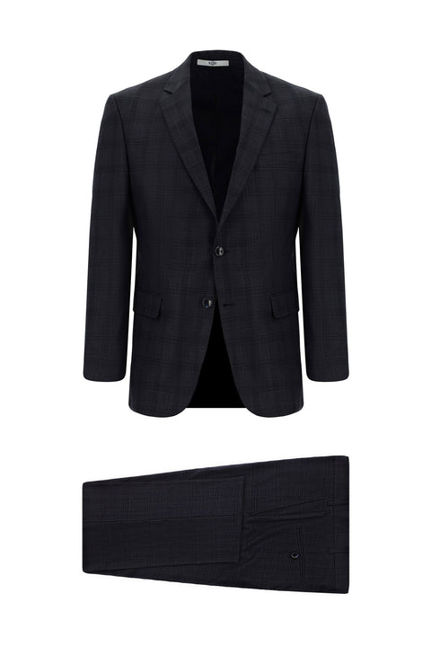 Dark Anthracite 7 Drop Slim Fit Plaid Suit