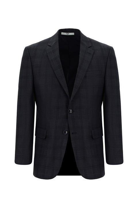 Dark Anthracite 7 Drop Slim Fit Plaid Suit