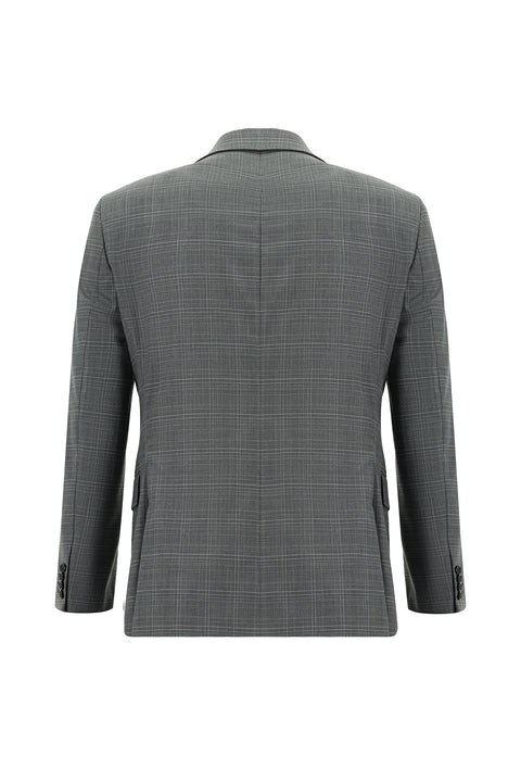 Dark Gray 7 Drop Slim Fit Plaid Suit