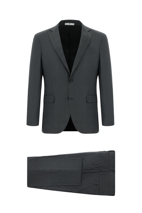 Dark Anthracite 7 Drop Slim Fit Plaid Suit