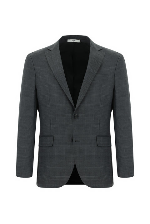 Dark Anthracite 7 Drop Slim Fit Plaid Suit