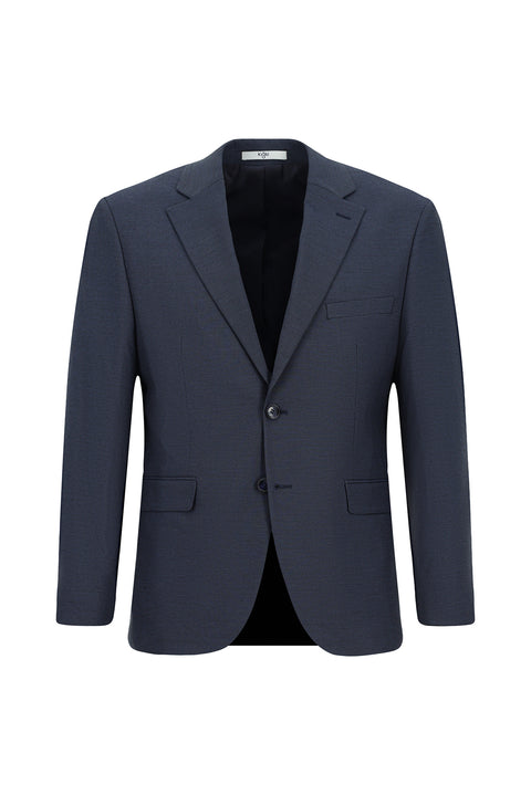 Dark Navy 4-Drop Relaxed Fit Plaid Suit