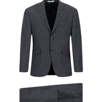 Dark Gray 4-Drop Relaxed Fit Plaid Suit