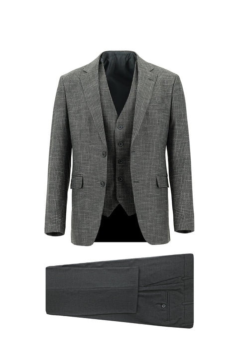 Dark Gray 7 Drop Slim Fit Narrow Cut Suit with Vest
