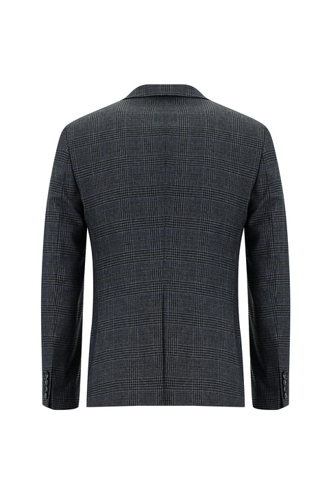 Medium Gray 7 Drop Slim Fit Plaid Vest Set