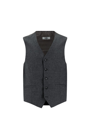  Orta Füme 6 Drop Regular Fit Standart Kesim Ekose Yelekli Kombinli Takım Elbise