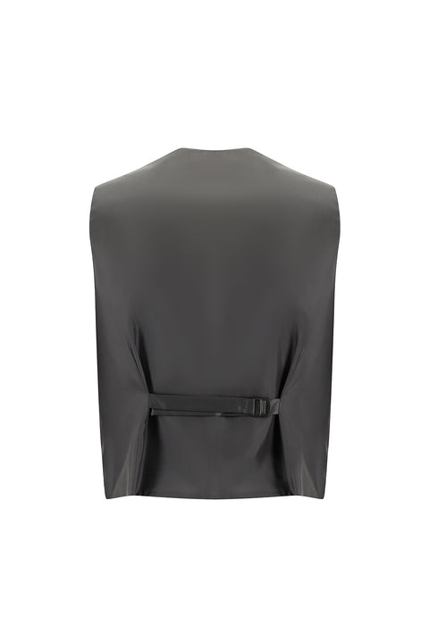 Orta Füme 7 Drop Super Slim Fit Eksra Dar Kesim Ekose Yelekli Kombinli Takım Elbise