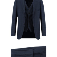 Dark Navy 7 Drop Slim Fit Plaid Vest and Suit