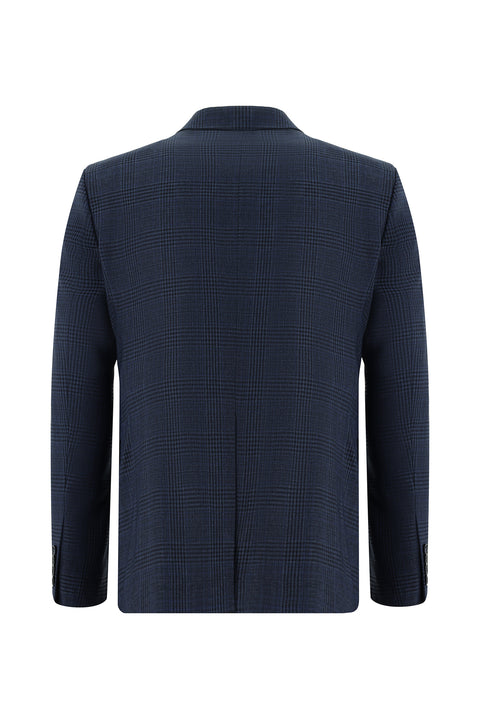 Dark Navy 7 Drop Super Slim Fit Extra Narrow Cut Plaid Vest Combination Suit