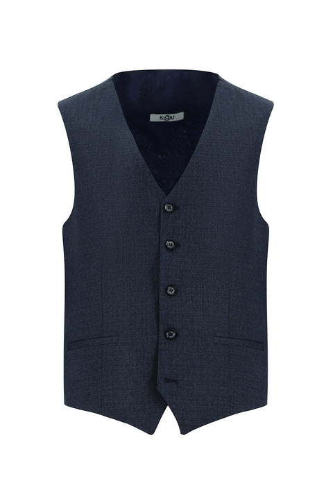 Dark Navy 7 Drop Slim Fit Plaid Vest and Suit
