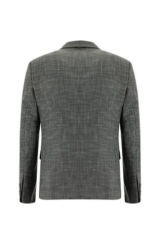  Koyu Füme 7 Drop Slim Fit Dar Kesim Ekose Yelekli Kombinli Takım Elbise