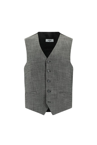  Koyu Füme 7 Drop Slim Fit Dar Kesim Ekose Yelekli Kombinli Takım Elbise