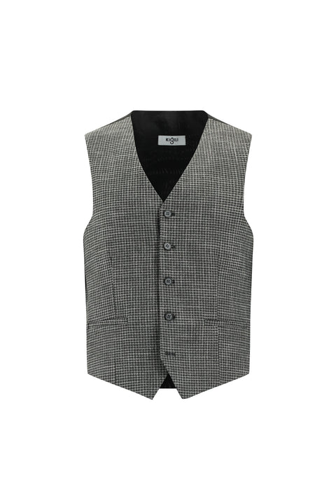 Dark Gray 7 Drop Slim Fit Plaid Vest Set