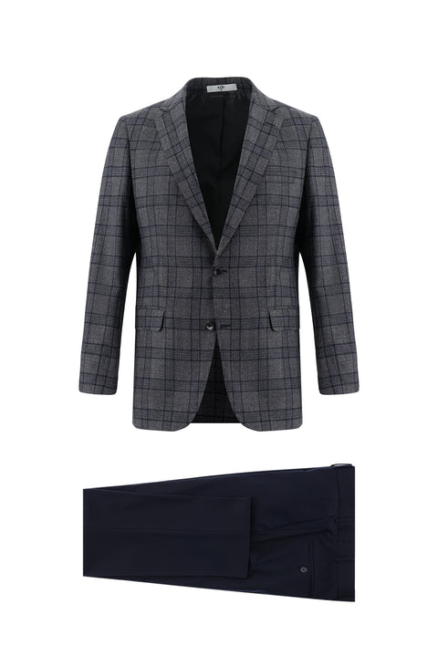 Medium Gray 6 Drop Regular Fit Standard Cut Plaid Suit