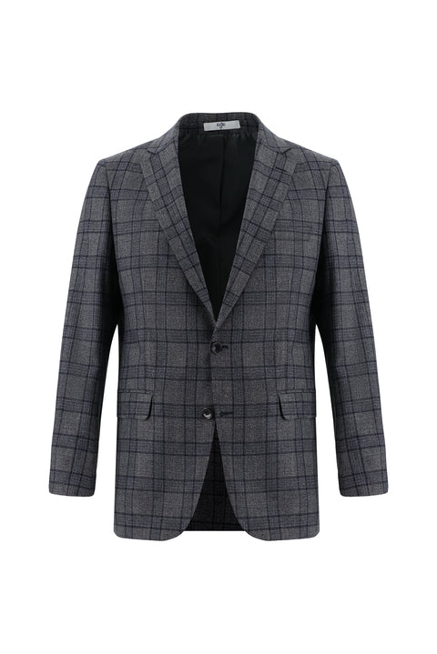 Medium Gray 6 Drop Regular Fit Standard Cut Plaid Suit