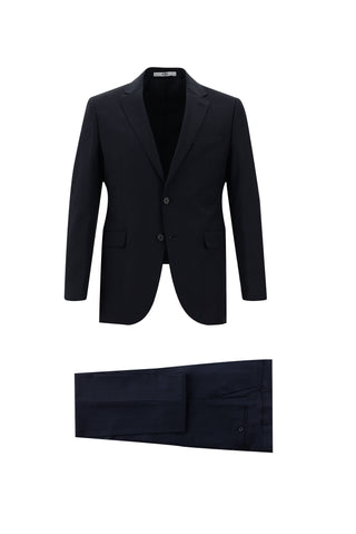  Koyu Lacivert 7 Drop Slim Fit Dar Kesim Yünlü Takım Elbise