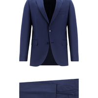 Light Navy 7 Drop Slim Fit Narrow Cut Wool Plaid Suit