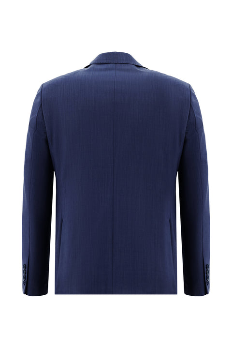 Light Navy 7 Drop Slim Fit Narrow Cut Wool Plaid Suit