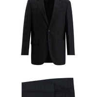 Black 6-Drop Regular Fit Standard Cut Wool Plaid Suit