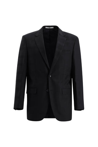  Siyah 4 Drop Relaxed Fit Rahat Kesim Yünlü Ekose Takım Elbise
