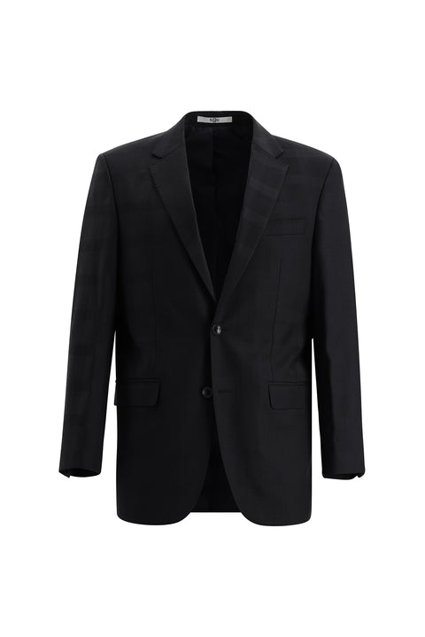 Black 6-Drop Regular Fit Standard Cut Wool Plaid Suit