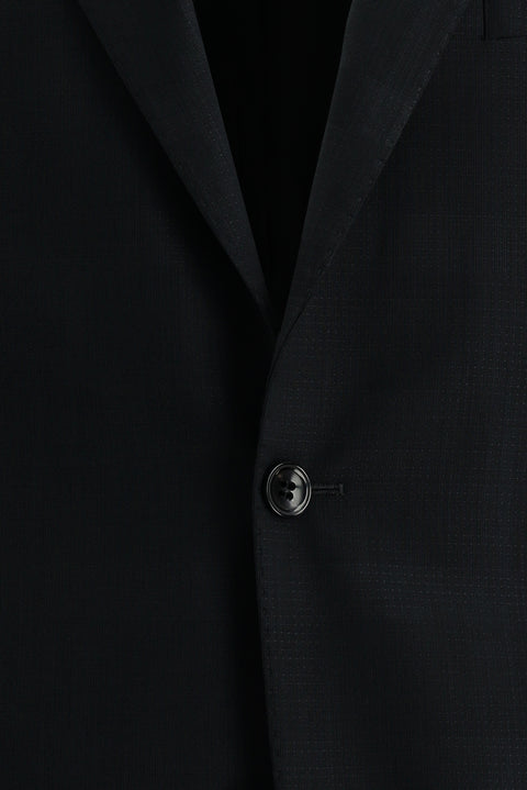 Black 6-Drop Regular Fit Standard Cut Wool Plaid Suit