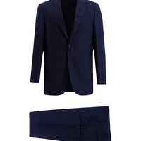 Light Navy 4-Drop Relaxed Fit Wool Plaid Suit