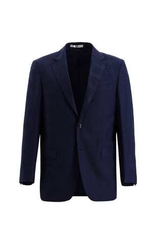  Açık Lacivert 4 Drop Relaxed Fit Rahat Kesim Yünlü Ekose Takım Elbise