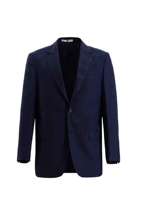 Light Navy Blue 6 Drop Regular Fit Standard Cut Wool Plaid Suit