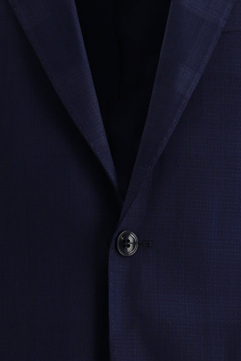 Light Navy Blue 6 Drop Regular Fit Standard Cut Wool Plaid Suit