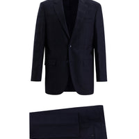 Medium Navy 4-Drop Relaxed Fit Wool Plaid Suit