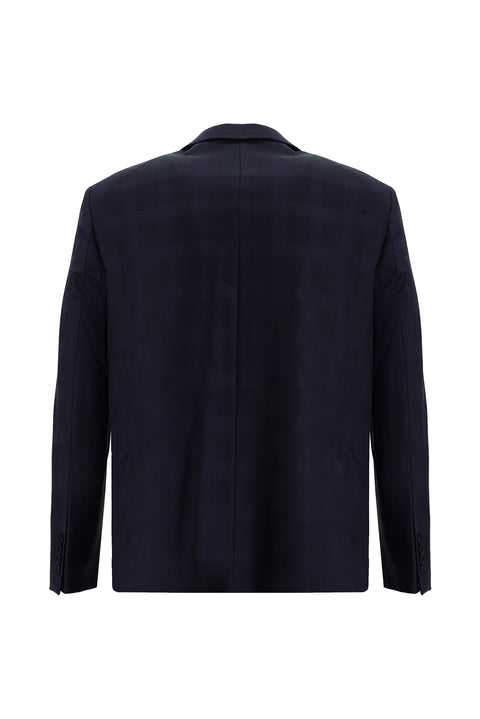 Medium Navy 4-Drop Relaxed Fit Wool Plaid Suit