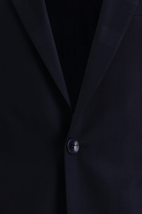 Medium Navy 4-Drop Relaxed Fit Wool Plaid Suit