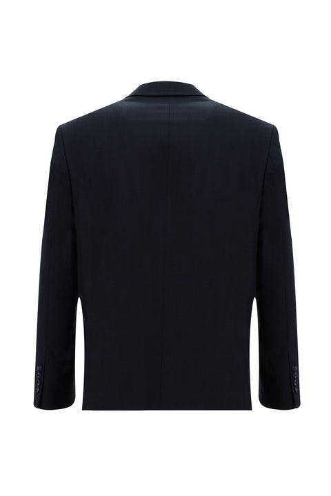Medium Navy 4-Drop Relaxed Fit Wool Patterned Suit