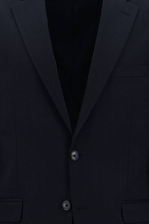 Medium Navy 4-Drop Relaxed Fit Wool Patterned Suit
