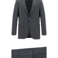 Dark Gray 8-Drop Muscle Fit Long Athletic Cut Wool Plaid Suit